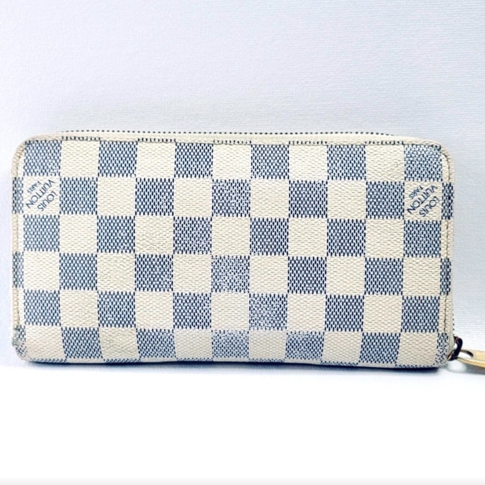 Authentic - Louis Vuitton Damier Azur Leather Large Zippy Wallet EUC